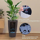 2Pack 22" High Modern Plant Pots Planter-Self-Watering Indoor/Outdoor Planting with Drain Holes, Water Level Monitor, Inner Bucket for Front Porch Patio, Brown Rattan Conical by CozyNest Decor
