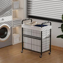 Laundry Hamper 2 Section, 110L Rolling Laundry Sorter Basket with Wheels, 2 Compartment Clothes Organizer Cart, Pull-Out Removable Bags for Laundry Room, Bathroom, Bedroom, White by CozyNest Decor