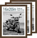 16x20 Picture Frame Set of 3 - Brown Woodgrain, Wood Poster Frame, HD Tempered Glass, Wall Gallery Hanging by CozyNest Decor
