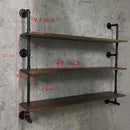 Industrial Pipe Wall Shelves Pipe Shelving with Real Wood Plank ,48 Inches Floating Shelves for Wall Farmhouse Pipe Book Shelves Dark Brown 3 Tier for Kitchen,Living Room Decor and Bar Shelving by CozyNest Decor