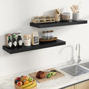 Fun Memories Floating Shelves for Wall 36 Inches, Wood Shelves with Invisible Bracket, 10" Deep Shelves Wall Mounted, Large Wood Floating Shelves for Living Room Bathroom, Black, Set of 2 by CozyNest Decor