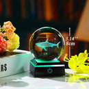 Shark Gifts for Women Men 3D Crystal Ball 3.14'' - Laser Shark Decor Glass Animals Figurines Statue Stuff for Room Night Light Shark Gifts for Mom by GreenHaven Gardens