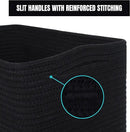 MINTWOOD Design 3-Pack Storage Baskets for Shelves, Playroom and Classroom, Book Basket, Decorative Storage Cube Bins, Woven Closet Organizers, Pantry and Shoe Organizer, Full Black by CozyNest Decor
