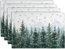 Winter Pine Tree Snowflake Placemats Set of 4 Christmas Snow Green Forest Place Mat 12x18 Inch Seasonal Xmas Holiday Rustic Nature Washable Fabric Table Mats for Farmhouse Kitchen Dining Decoration by CozyNest Decor