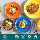 vancasso Bonita Dinnerware Sets, 24 Pieces Multicolor Stoneware Dinner Set for 6, Handpainted Spirals Pattern Ceramic Plates and Bowls Sets Kitchen Plate Set by CozyNest Decor