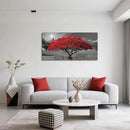 Black and White Red Tree Wall Art Canvas Print Picture Large Red Tree Landscape Modern Artwork for Living Room Bedroom Office Home Wall Decoration Decor With Frame 20x40in by CozyNest Decor