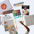 Guide Dots Kid's Art Confidence Kit with Light Up Bright Board – Drawing & Painting Kit – Video Instructions – Art Supplies, Markers, Chalk Pastels, Watercolors – Gift For Boys, Girls, Teens – Ages 8+ by TinyTreasures Baby Boutique