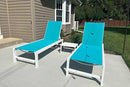 PURPLE LEAF Outdoor Chaise Lounge Staight Legs Adjustable Sunbathing Recliner with Side Table Blue 2 Sets by GreenHaven Gardens