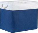 Bidtakay Large Canvas Organization Bins Set of 2 Navy Blue Rectangular Baskets 17x12x15 in for Blankets, Clothes, Towels, Dog Toys Storage by TinyTreasures Baby Boutique