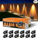 12 Pack Decorative Solar Powered Fence Lights Outdoor Waterproof with Warm White LED Spot Lens, for Outside Wall, Deck, Patio, Yard, Rail, Garage, Pool, Designed for Enhanced Security, Easy Install by GreenHaven Gardens
