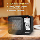 Comfort Zone Space Heaters for Indoor Use, Portable Heater, Fast Heating, Electric Heater, Thermostat, Retro Design, Bedroom Heater with Overheat Protection, Safety Tip-Over Switch 1,500W, Black by CozyNest Decor
