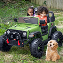 2 Seater Ride on Car Truck, 12V Kids Electric Ride on Toy for Big Kids Age 3-8 w/Remote Control- Army Green by TinyTreasures Baby Boutique