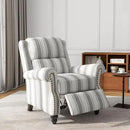 UIXE Pushback Recliner Chair Push Back Accent Chair, Fabric Overstuffed Armchair for Living Room, Rivet Trim Club Chair Home Theater Single Sofa Bedroom Reading Seat - Stripe Gray by CozyNest Decor
