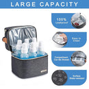 Breastmilk Cooler Bag with Ice Pack Fits 6 Baby Bottles up to 9 Ounce, Breastmilk Pump Cooler Bag with Shoulder Strap for Nursing Mom Daycare, Work, Travel- Grey by TinyTreasures Baby Boutique