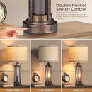 QiMH Farmhouse Table Lamps for Living Room, Rustic Beside Lamps for Bedroom with USB A+C Charging Ports, Nightstand Lamp with Frosted Glass Night Light for Home Decor, 4 Bulbs Included (Bronze) by CozyNest Decor