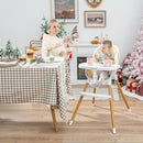 BABY JOY Convertible Baby High Chair, 3 in 1 Wooden Highchair/Booster/Chair with Removable Tray, Adjustable Legs, 5-Point Harness, PU Cushion and Footrest for Baby, Infants, Toddlers (Beige) by TinyTreasures Baby Boutique