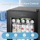 Beverage Refrigerator Cooler, 17 Inch 120 Cans Freestanding Mini Fridge with Glass Door, Adjustable Shelves and LED Light, Small Drink Fridge Counter-top Beer Fridge for Bedroom Office Bar by CozyNest Decor
