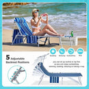 #WEJOY Folding Lounge Chair with Canopy Shade, Portable Adjustable 5-Position Patio Chaise Lounger with Pillow & Pouch for Lay Flat Outdoor Lawn Backyard Beach Camping Pool Tanning (Blue White)
