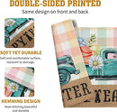 Happy Easter Placemats Set of 4 Pink Yellow Blue Buffalo Plaid Truck Eggs Daisy Easter Table Mats Spring Seasonal Linen Place Mat Washable Place Mats for Party Kitchen Dining Outdoor Indoor Decor by CozyNest Decor