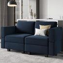 Belffin Modular Loveseat Sofa Couch with Storage Seats Velvet 2 Seater Love Seats for Small Spaces Blue by CozyNest Decor