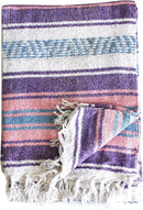 Del Mex Classic Mexican Blanket, Large Authentic Woven Falsa Throw (70"x50"), Artisan Southwest Décor for Beach, Yoga, Outdoors (Lavender/Pink) by CozyNest Decor