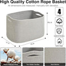 Storage Baskets for Organizing & Shelves, Woven Cotton Rope Organization Bins for Dog Toys, Clothes, Books, Nursery Organizer, 15" Lx11 Wx9.5 H, (4 Packs) Grey by CozyNest Decor