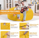4FT Bean Bag Chair, Large Bean Bag Chairs with Memory Foam Filled, Fluffy Beanbag Sofa with Dutch Velvet Cover, Round BeanBag Chairs for Living Room, Playroom - Lemon by TinyTreasures Baby Boutique