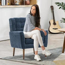 Modern Accent Chair, Upholstered Armchair with Pillow, Fabric Single Sofa Chair with Lounge Seat and Wood Legs Accent Chair for Living Room Bedroom Small Spaces (Dark Blue) by CozyNest Decor