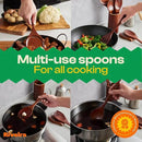 Riveira Set of 9 Premium Brown Bamboo Cooking Utensils - Bamboo Utensils for Cooking - Non-Toxic Utensils - Wooden Kitchen Set for Non-Stick Cookware by CozyNest Decor