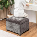 Joveco Storage Ottoman Bench, Rectangle 24" Velvet Foot Rest Stool Square Footstool for Living Room, Bedroom, Charcoal Grey by CozyNest Decor
