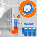 JEHONN Disposable Toilet Brush with Tweezers, Toilet Bowl Wand Holder Set with 42 Cleaner Refills, Bathroom Cleaning System for Sink Bathtub Wash Basin (White Orange) by CozyNest Decor