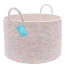 OrganiHaus Toy Storage Basket for Kids, Large Cotton Rope Organizer Bin for Nursery, Toy Box, Blanket Holder, Baby Hamper for Living Room, Soft & Washable, 20x13 inches - Rainbow by TinyTreasures Baby Boutique