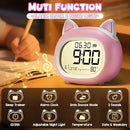Kids Alarm Clock with Night Light for Kids, Small Digital Alarm Clocks for Bedrooms, Routine Builder, Cute Cat Alarm Clock with Sleep Training, Snooze, 12/24H, Date & Day, Temperature, USB Port by TinyTreasures Baby Boutique
