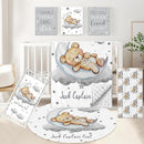 Personalized Crib Set, 5 Pcs Custom Baby Bedding with Name, Double Layer Nursery Bedding for Boy Girl, Soft Moon Bear Bedding Set, Gifts for Toddler, Infant, New Parents by TinyTreasures Baby Boutique