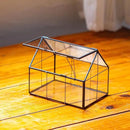 NCYP Mini Glass Terrarium with Lid - 6.1" x 4.25" x 4.92" House Shape Closed Planter Pot for Small Cactus, Succulents Plant - Home Garden Office Tabletop Geometric Decor, Black (Terrarium Only) by GreenHaven Gardens