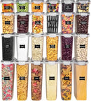 Freshware Kitchen Storage Containers with Lids, 48 PCS Airtight Food Storage Containers, Plastic Kitchen Containers, Pantry Containers for Cereal, Dry Food, Includes Labels, Marker & Measuring Spoons by CozyNest Decor
