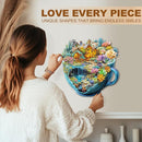 WOODBESTS Wooden Puzzles for Adults, Succulent Mug Wood Puzzles Adult(250 Pieces, L, 13.4 * 13.3in), Unique Shape Wooden Animal Jigsaw Puzzles, Birthday Gifts for Adults Family Game by TinyTreasures Baby Boutique