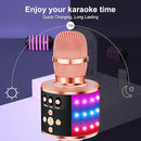 BONAOK Karaoke Microphone for Kids & Adults - Bluetooth Microphones Singing Mic with Disco Lights, Echo Effect, Built-in Speaker Portable Karaoke Player for Party Travel Gifts Q78(Rose Gold) by TinyTreasures Baby Boutique
