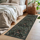 2x6 Washable Runner Rug,Black Floral Boho Area Rug for Hallway,Low-Pile Non-Slip Stain Resistant Carpet for Kitchen, Bedside,Laundry Room,Entryway by TinyTreasures Baby Boutique