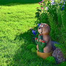 Solar Groundhog Garden Statue with LED Lights - Resin Cactus Planter Ornament for Outdoor Decor, Lawn, Patio, Yard, and Balcony, Unique Garden Gift for Women, Mom, and Grandma by GreenHaven Gardens