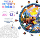 Wooden Puzzles for Adults and Kids - Bear Family Wooden Jigsaw Puzzle - Unique Animal Shaped Wood Puzzles Adult - Creative Birthday Gift Family Game 290pcs by TinyTreasures Baby Boutique