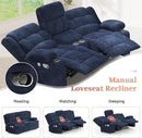 Recliner Sofa Set with 2+1+1 Pieces, Fabric Manual Pull Tab Reclining Loveseat with Storage Console, Single Recliner Chair for Living Room, RV, Blue by CozyNest Decor