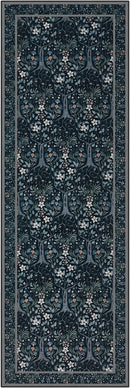 Joydeco Floral Washable Runner Rug for Kitchen, Forest Hallway Rug Runner 2x6 Non Slip, Boho Botanical Ultra-Thin Soft Indoor Floor Throw Carpet for Bathroom Entryway Foyer, Blue-Black by TinyTreasures Baby Boutique