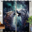 Forest Wildlife Blackout Curtains for Boys Girl Bedroom Decor,Blue Fantasy Starry Sky Howling Wolf Thermal Insulated Grommet Drapes Darkening Window Curtain for Living Room Home 84x63 inch by TinyTreasures Baby Boutique
