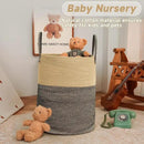 Large Woven Laundry Basket Hamper,80L Cotton Rope Storage Bin for Blankets,Toys and Clothes,Decorative Tall Nursery Hamper for Living Room,Baby Nursery,Bathroom and Bedroom,Brown and Black by CozyNest Decor