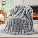 BENVWE Fluffy Faux Fur Throw Blanket for Couch, Soft Plush Thick Cozy Fuzzy Luxury Minky Bubble Blanket for Home Living Room Decor Gift for Women, Light Grey, 51" x 63", 1100GSM by CozyNest Decor