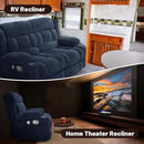 Loveseat Recliner Sofa Set with 2+1 Pieces, 2 Seater Minimalist Style Fabric Manual Pull Tab Reclining Loveseat with USB Charge Ports, Cup Holders, Recliner Couches for Living Room, RV, Blue by CozyNest Decor