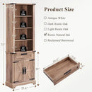 RedLemon Bookshelf with Storage Cabinet, 72" Tall Farmhouse Bookcase with Adjustable Shelves and Barn Door, 4 Tier Office Wood Bookshelf with Retro Metal Handles for Office, Library (Natural Oak) by CozyNest Decor