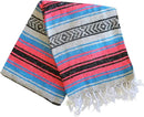 Del Mex Classic Mexican Blanket, Large Authentic Woven Falsa Throw (70"x50"), Artisan Southwest Décor for Beach, Yoga, Outdoors (Salmon/Blue) by CozyNest Decor