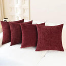 CaliTime Throw Pillow Covers Decorative 18 X 18 Inches Pack of 4 Cozy Chenille Cushion Cases for Couch Sofa Bed Living Room Home Burgundy by CozyNest Decor